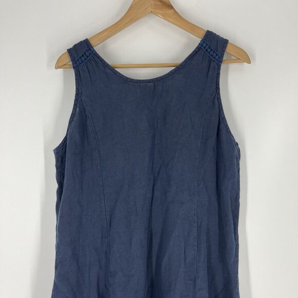 Terzo Millennio Dress Size Medium Navy Made in Italy Sleeveless Ruffle Hem Shift - Picture 2 of 9
